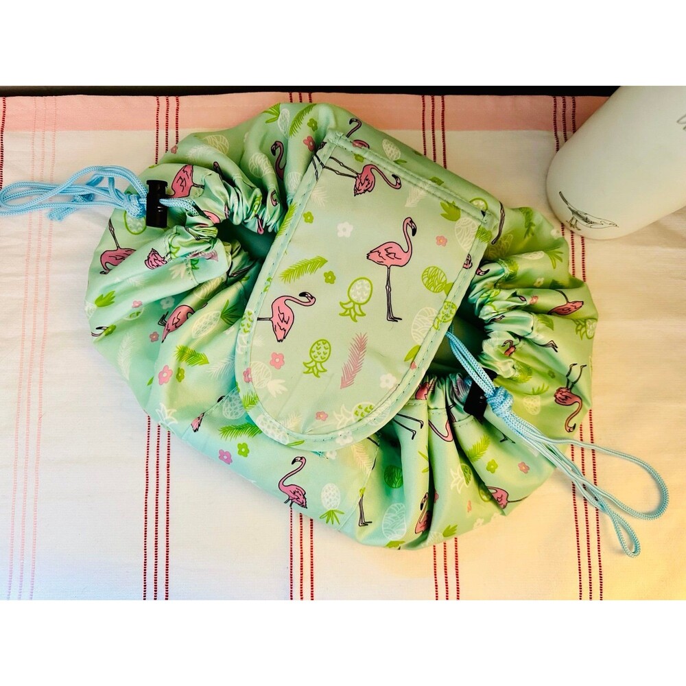 Flamingo NWOT Drawstring Makeup bag